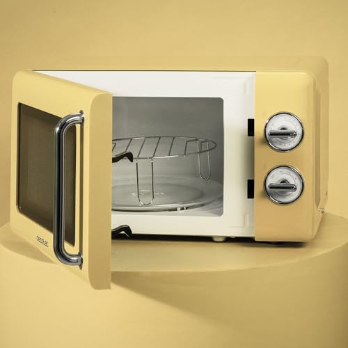 Cecotec Digitale Mikrowelle mit Grill Proclean 5110 Retro Green, 700 W in 5 Stufen, Timer bis 60 Minuten, 8 Programme und Auftaumodus, Vintage-Design in Grün