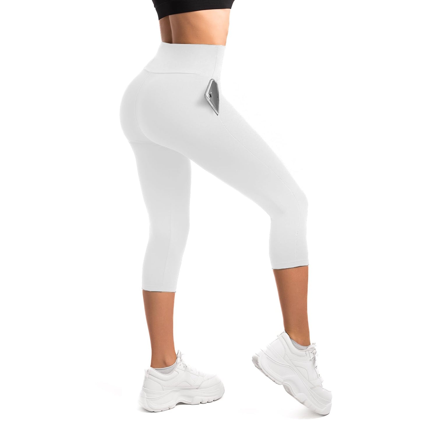SINOPHANT Women’s High Waist 3/4 Leggings with Pockets – Opaque & Stretchy