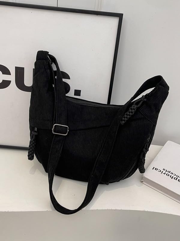 Aucuu Women’s Corduroy Halfmoon Crossbody Bag