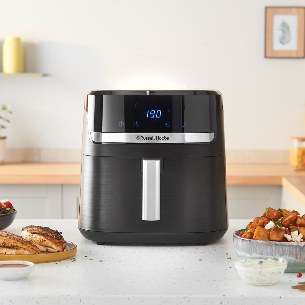Russell Hobbs Heißluftfritteuse XXL 8L Rapid AirFryer [kompaktes Gehäuse,7 Kochfunktionen,10 Programme] SatisFry (spülmaschinenfest, max 220°C, Fritteuse ohne Öl, Grillen, Backen, Braten) 27170-56