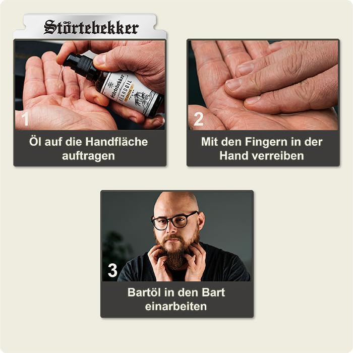 Störtebekker® Premium Bartöl Crusoe - tägliche Bartpflege für 3-Tage-Bart bis Vollbart - 50ml Beard Oil Vegan - Bart Öl Herren mit angenehmen Duft - Hochwertige Inhaltsstoffe - Made in Germany