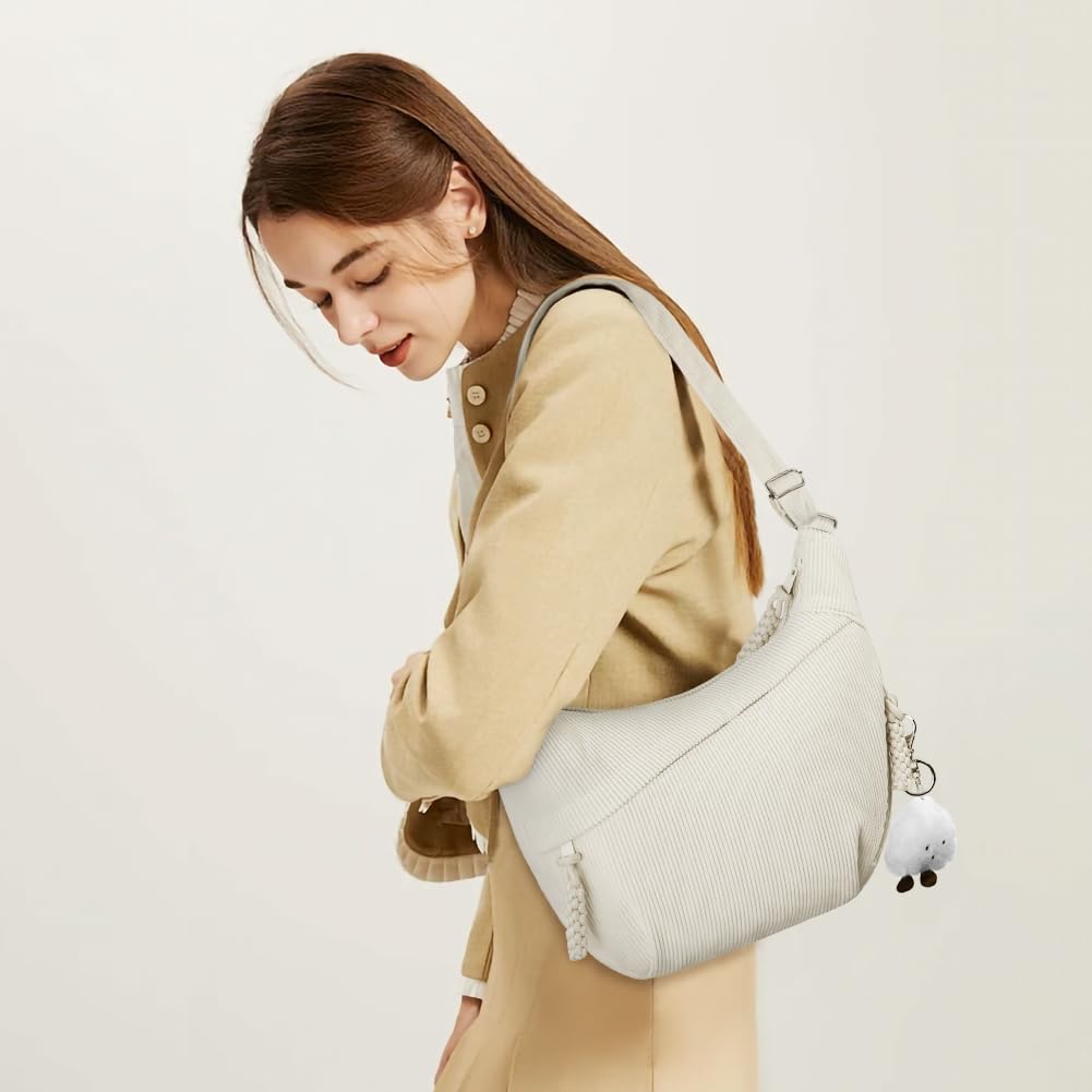 Aucuu Women’s Corduroy Halfmoon Crossbody Bag