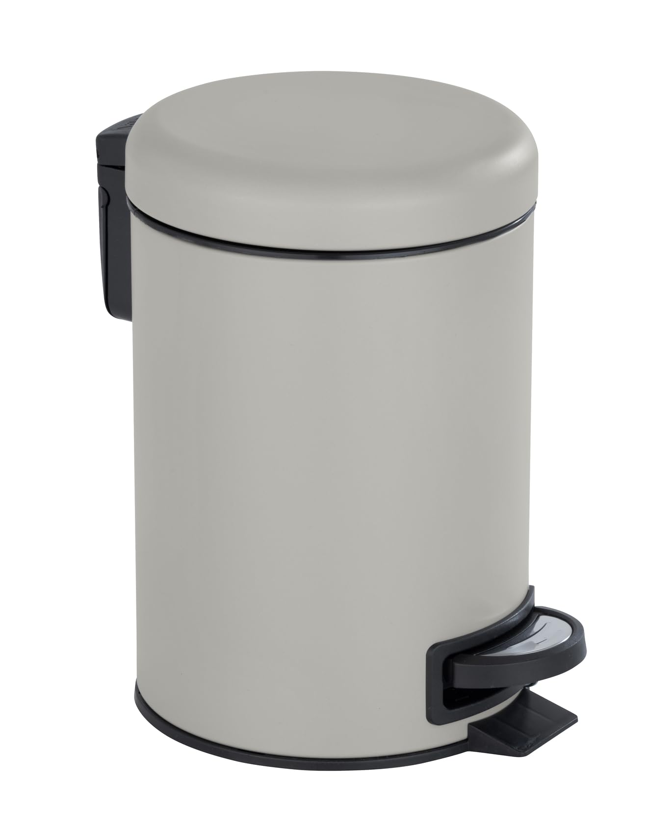 WENKO Treteimer Mod. Leman 3 Liter mit herausnehmbarem Einsatz aus lackiertem Stahl ideal für Badezimmer oder Küche 17 x 25 x 22,5 cm Schwarz matt