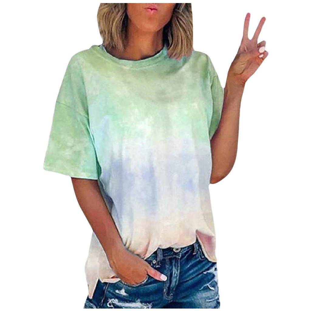Women’s Tie Dye T-Shirt – Colorful Batik Round Neck Short Sleeve