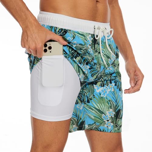 Men’s 2-in-1 Quick-Dry Swim Shorts – Compression Liner Boardshorts