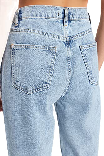 Trendyol Women’s 90s High Waist Wide Leg Jeans – 100% Cotton, Casual Fit