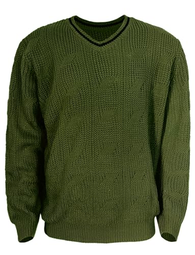 AIEOE Men’s V-Neck Cable Knit Sweater – Long Sleeve Casual Pullover