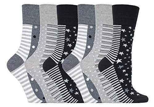 6 Pairs Women's Elastic Socks – Soft Cotton Stripe Crew Socks