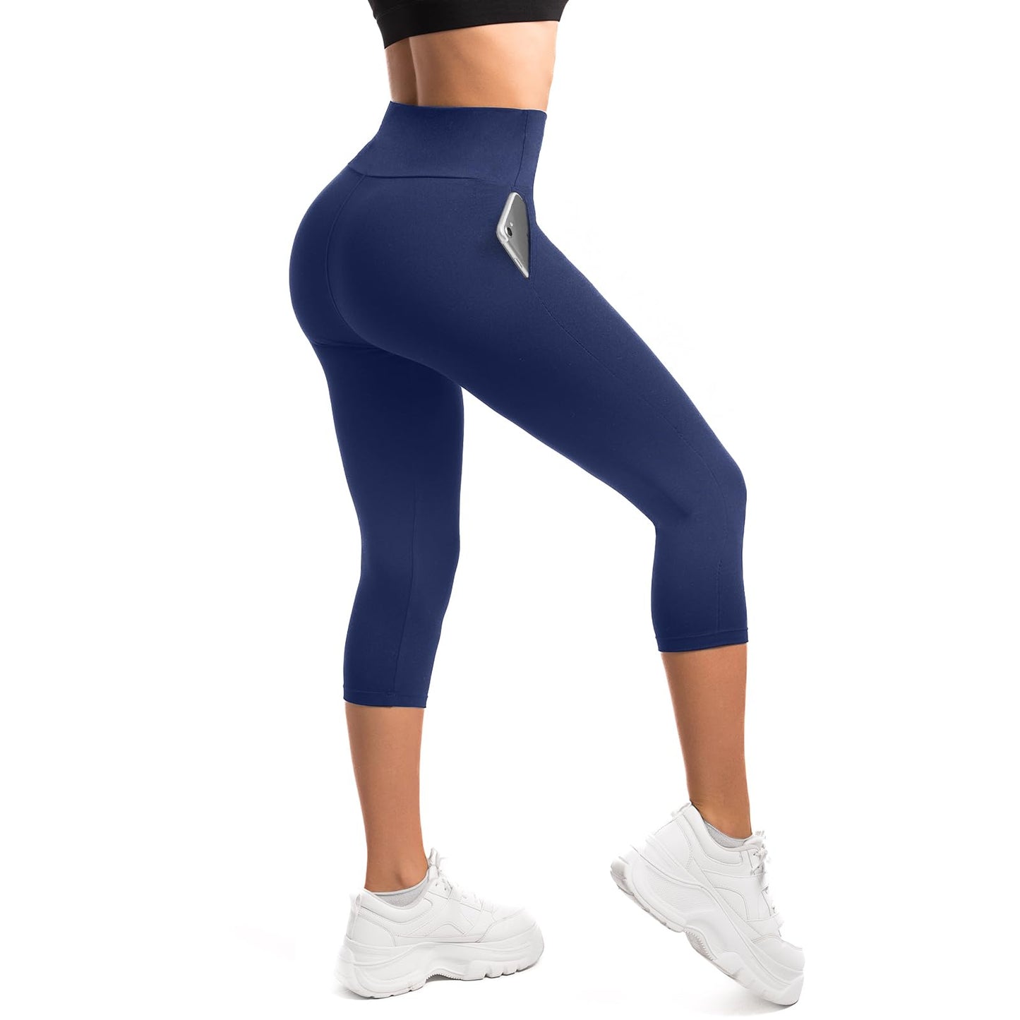 SINOPHANT Women’s High Waist 3/4 Leggings with Pockets – Opaque & Stretchy