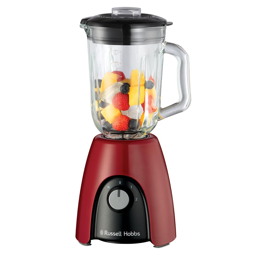 Russell Hobbs Zerkleinerer elektrisch Mini [Glasbehälter inkl. Aufbewahrungsdeckel] Desire Rot (500ml, Gemüsezerkleinerer, Mixer, Multi-& Universalzerkleinerer f. Gemüse, Obst & Fleisch) 24660-56