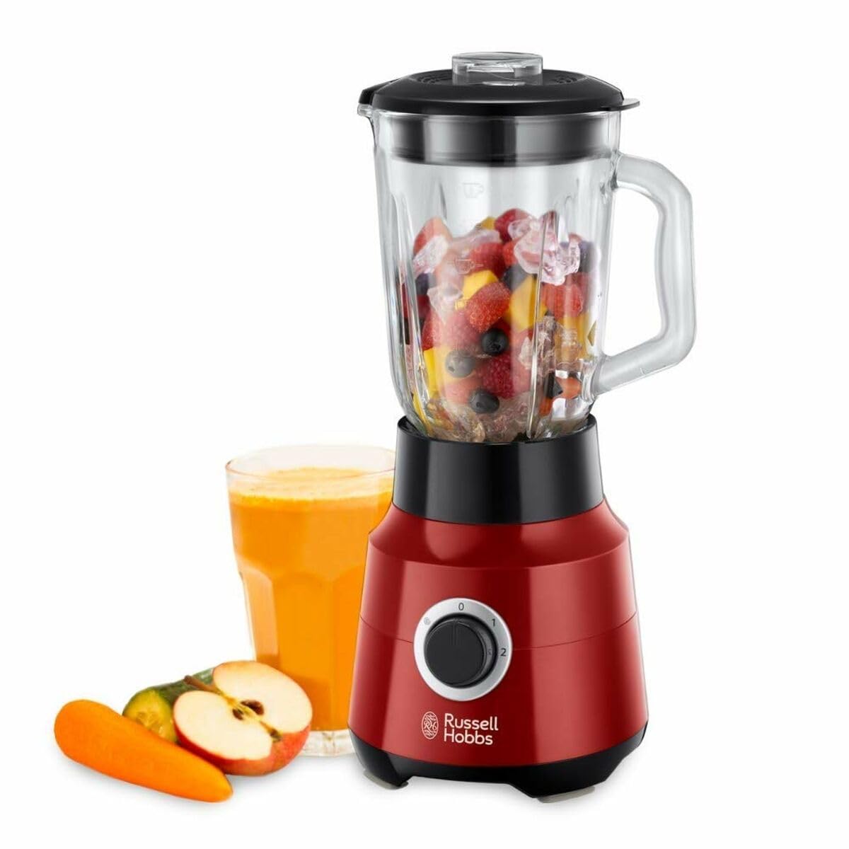 Russell Hobbs Zerkleinerer elektrisch Mini [Glasbehälter inkl. Aufbewahrungsdeckel] Desire Rot (500ml, Gemüsezerkleinerer, Mixer, Multi-& Universalzerkleinerer f. Gemüse, Obst & Fleisch) 24660-56