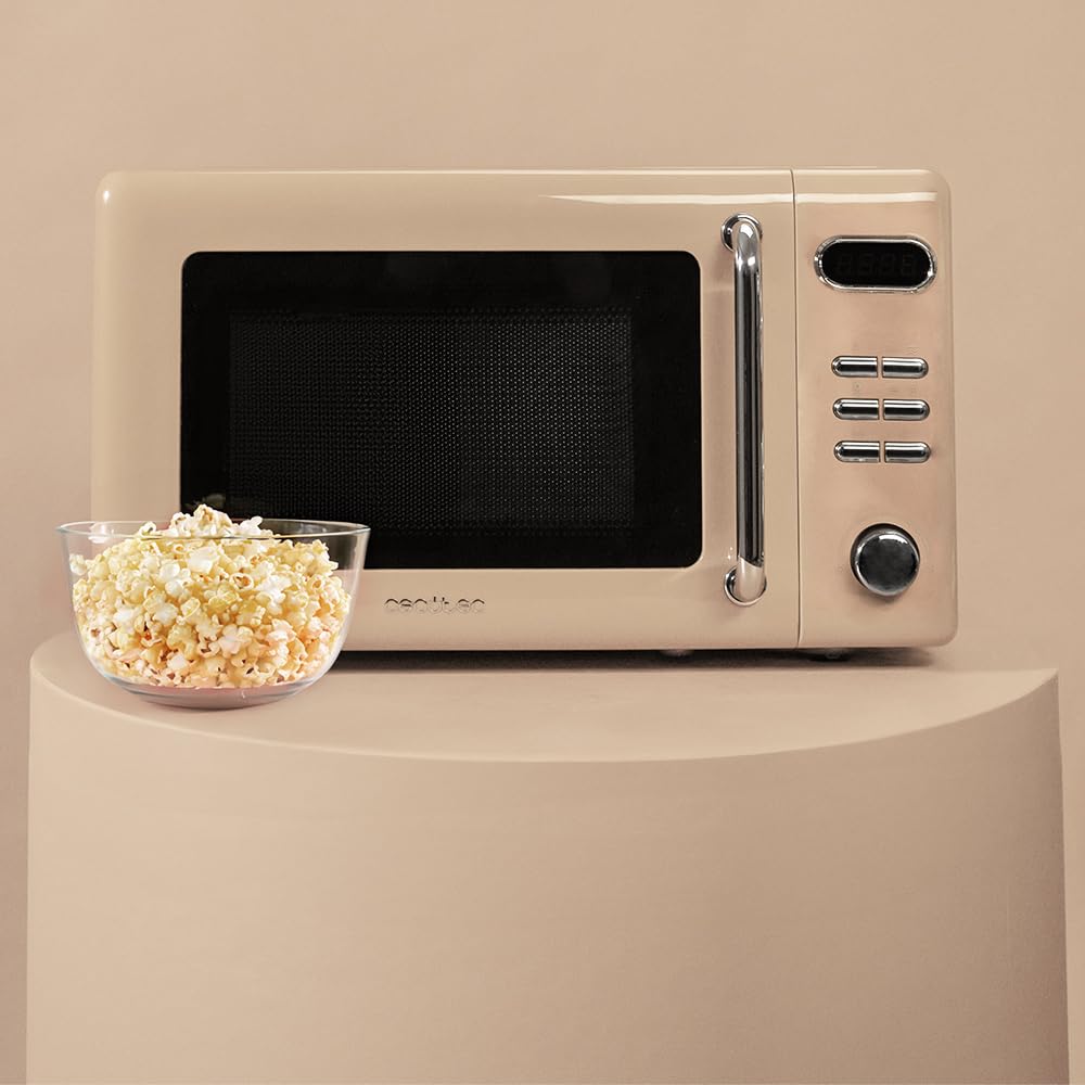Cecotec Digitale Mikrowelle mit Grill Proclean 5110 Retro Green, 700 W in 5 Stufen, Timer bis 60 Minuten, 8 Programme und Auftaumodus, Vintage-Design in Grün