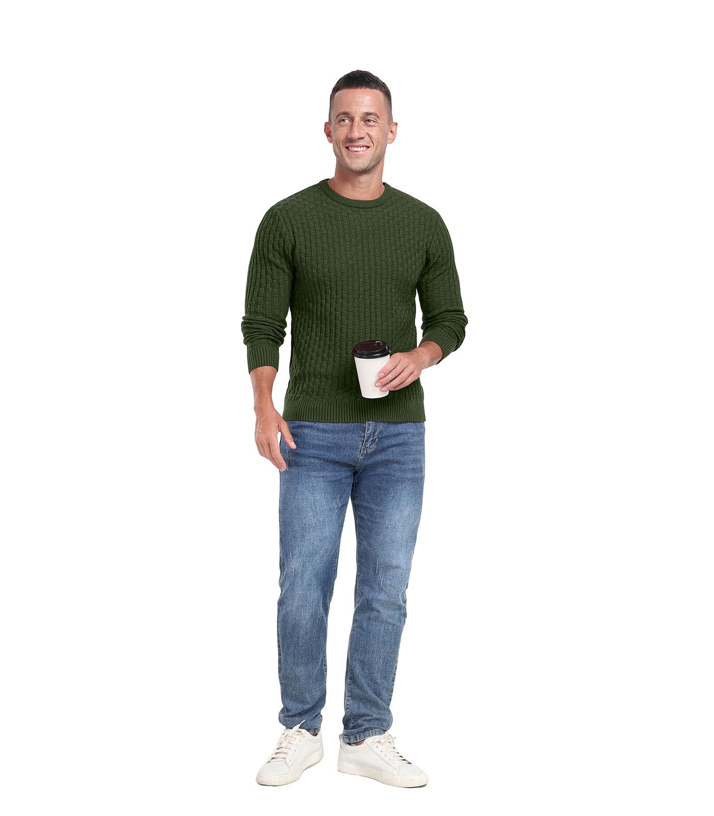 Sailwind Men’s Crew Neck Waffle Knit Sweater