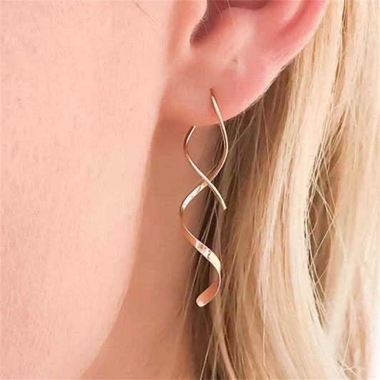 Spiral Threader Earrings for Women – Hand-Curved Dangle Design