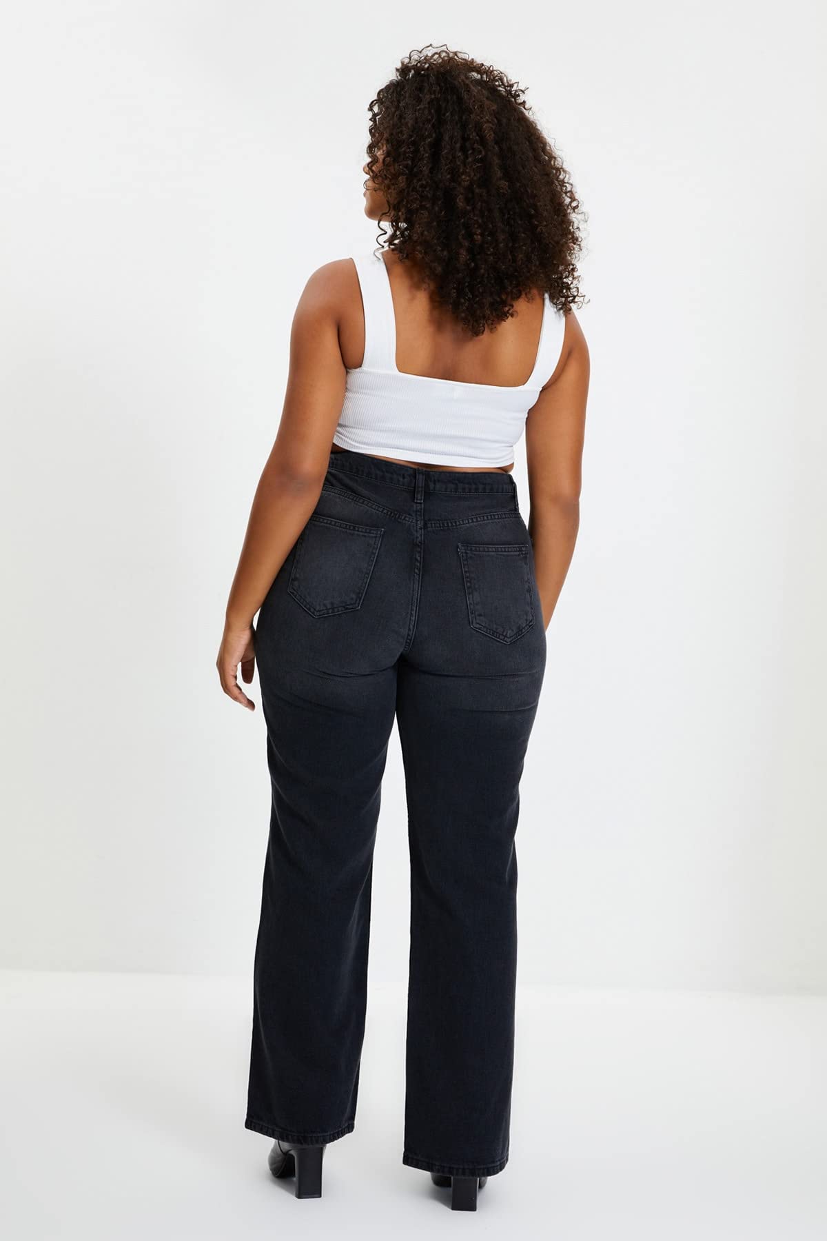 Trendyol Women’s 90s High Waist Wide Leg Jeans – 100% Cotton, Casual Fit