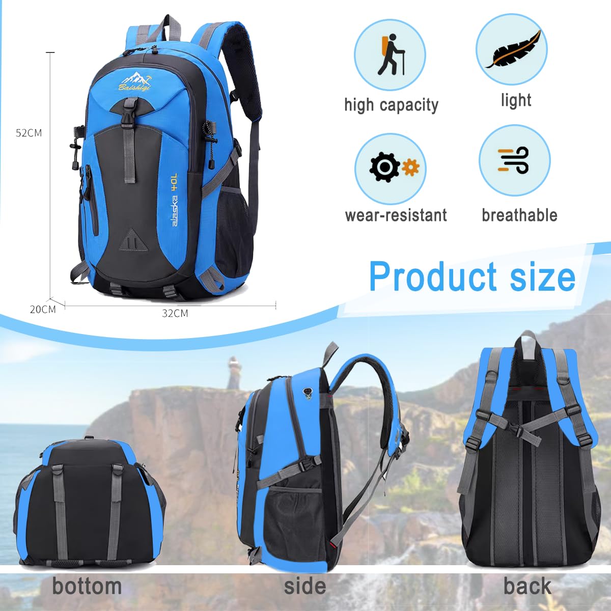 40L Hiking Backpack for Men & Women – Waterproof & Lightweight