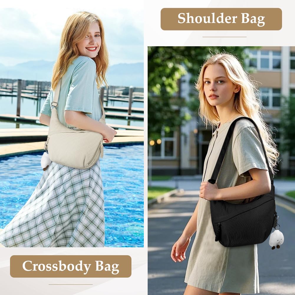 Aucuu Women’s Corduroy Halfmoon Crossbody Bag