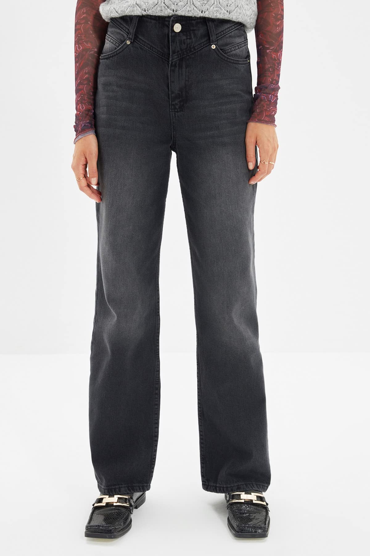 Trendyol Women’s 90s High Waist Wide Leg Jeans – 100% Cotton, Casual Fit