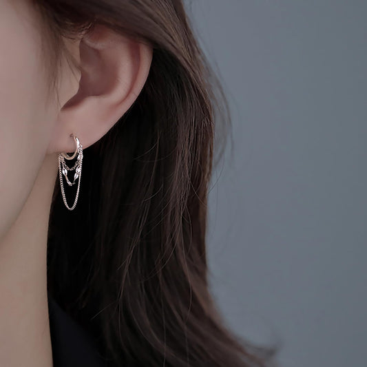 Reffeer Sterling Silver Hoop Chain Earrings for Women
