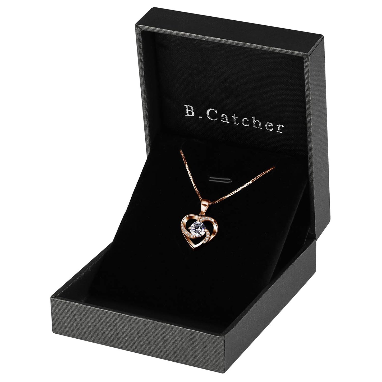 B.Catcher “Love is Happiness” Heart Pendant Necklace