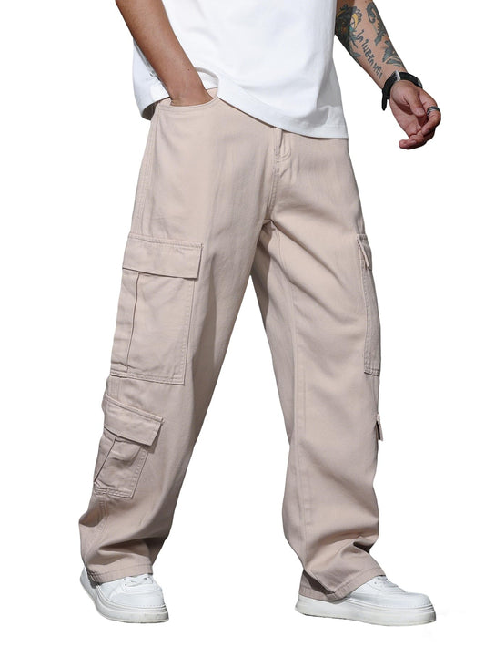 Men’s Casual Streetwear Baggy Cargo Jeans with Pockets