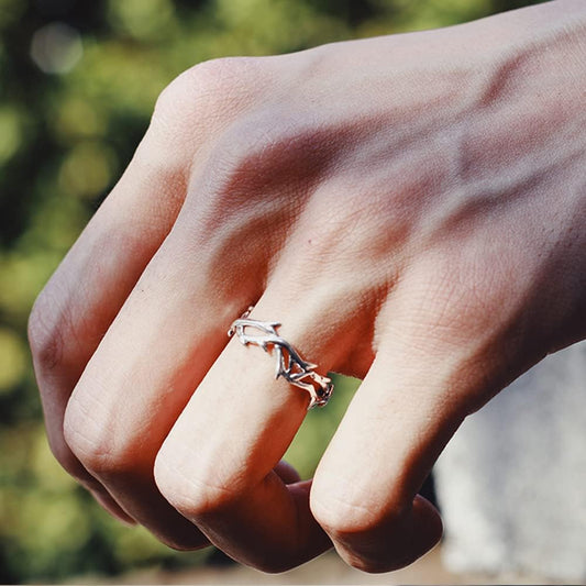 Silver Thorn Branch Ring for Men & Women