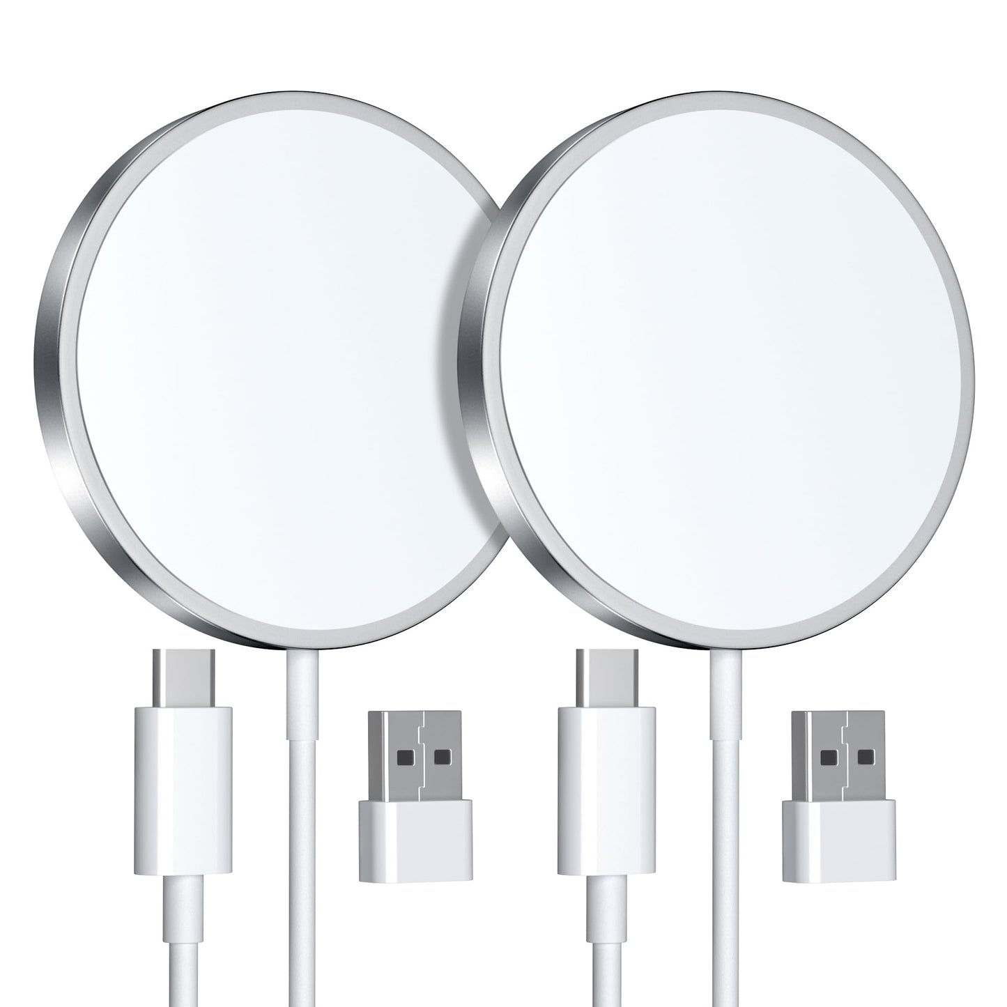 Magnetisches kabelloses Ladegerät, MagEase 15 W kabelloses Ladegerät mag~Safe, kompatibel mit iPhone 17/16/15/14/13/12-Serie und AirPods 3/2/Pro,2-Stück (Weiß)