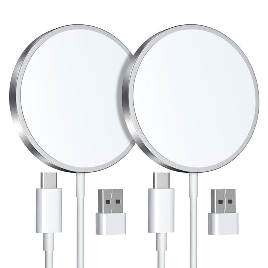 Magnetic Wireless Charger, MagEase 15W Wireless Charger mag~Safe, compatible with iPhone 17/16/15/14/13/12 series and AirPods 3/2/Pro, 2-pack (White) 