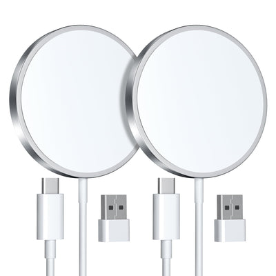 Magnetisches kabelloses Ladegerät, MagEase 15 W kabelloses Ladegerät mag~Safe, kompatibel mit iPhone 17/16/15/14/13/12-Serie und AirPods 3/2/Pro,2-Stück (Weiß)