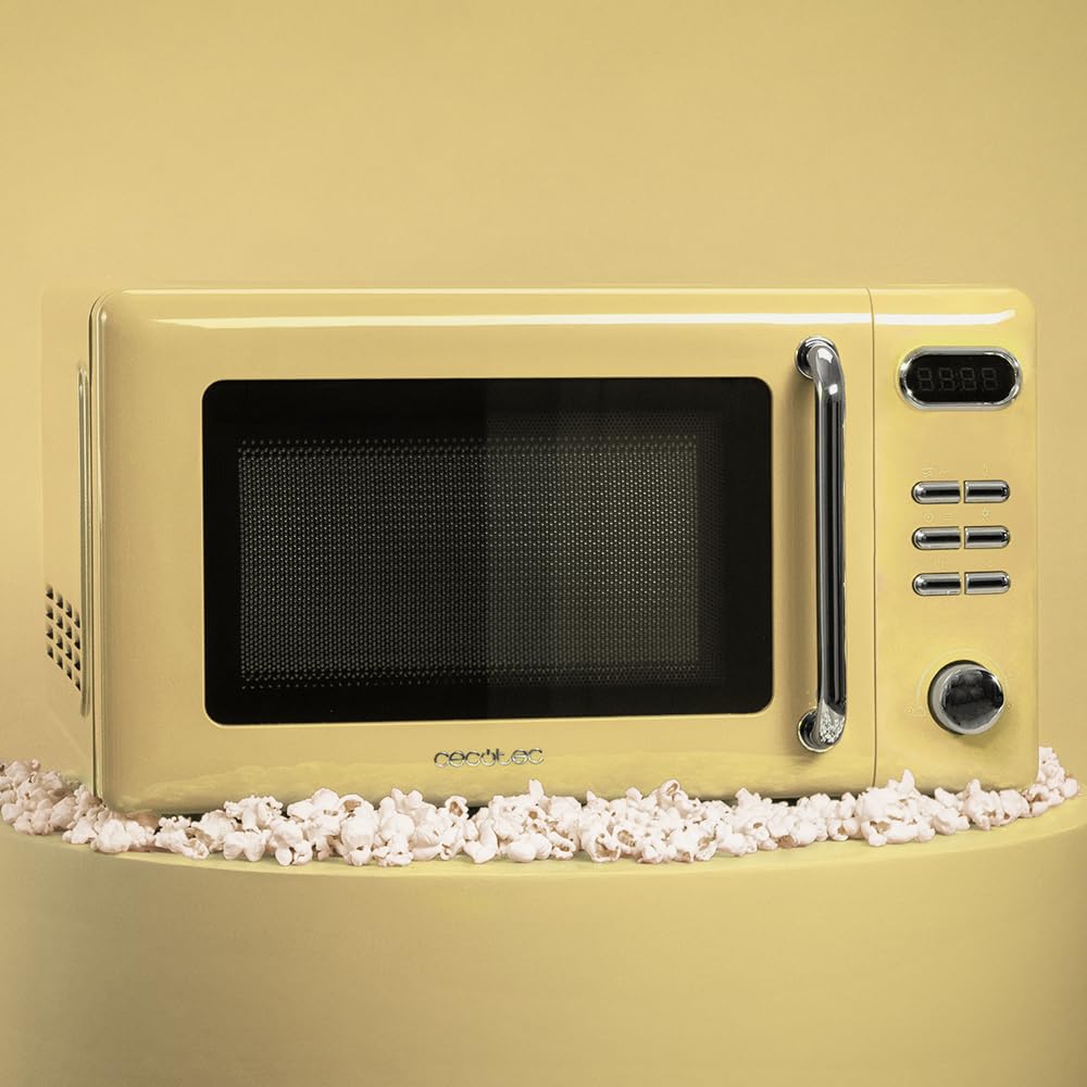 Cecotec Digitale Mikrowelle mit Grill Proclean 5110 Retro Green, 700 W in 5 Stufen, Timer bis 60 Minuten, 8 Programme und Auftaumodus, Vintage-Design in Grün