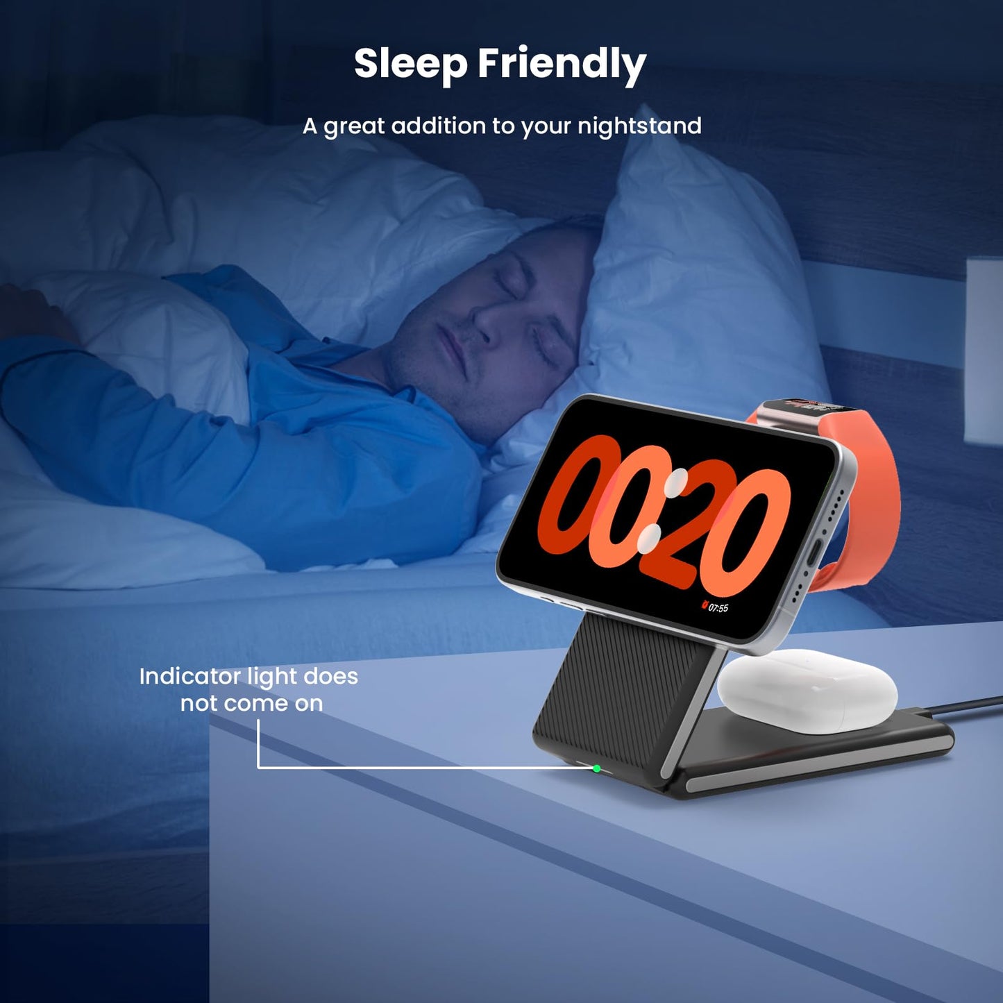 CIYOYO 3-in-1 Wireless Charging Station, Foldable MagSafe Charger for iPhone 16/15/14 Pro Max/Plus, Wireless Charger Stand for Apple Watch 10/9/8/7/6/5/Ultra, for AirPods 4/3/2/Pro, with Adapter 