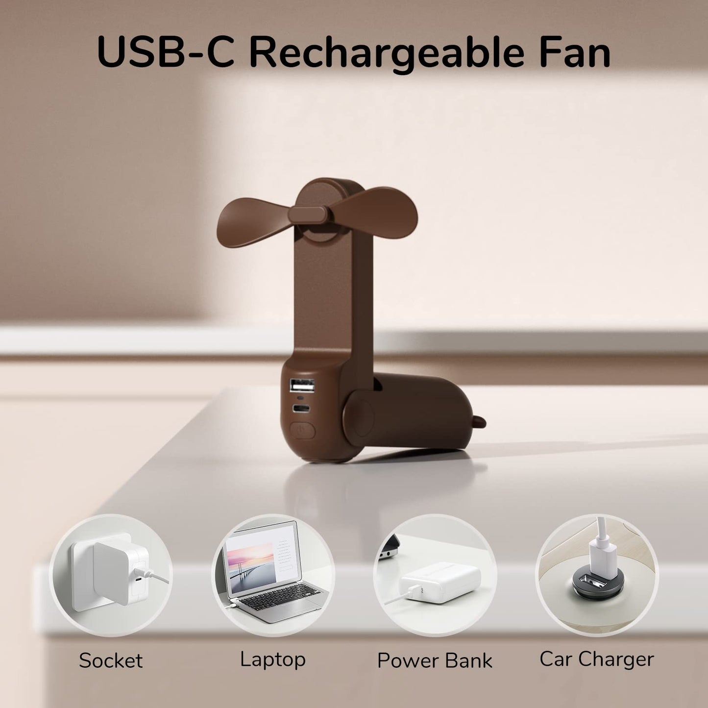 JISULIFE Mini Handventilator, 3-in-1 Handventilator, wiederaufladbarer USB [12–19 Betriebsstunden] mit Powerbank, Taschenlampe, tragbarer Ventilator für Reisen/Sommer, Geschenke für Frauen-Rosa