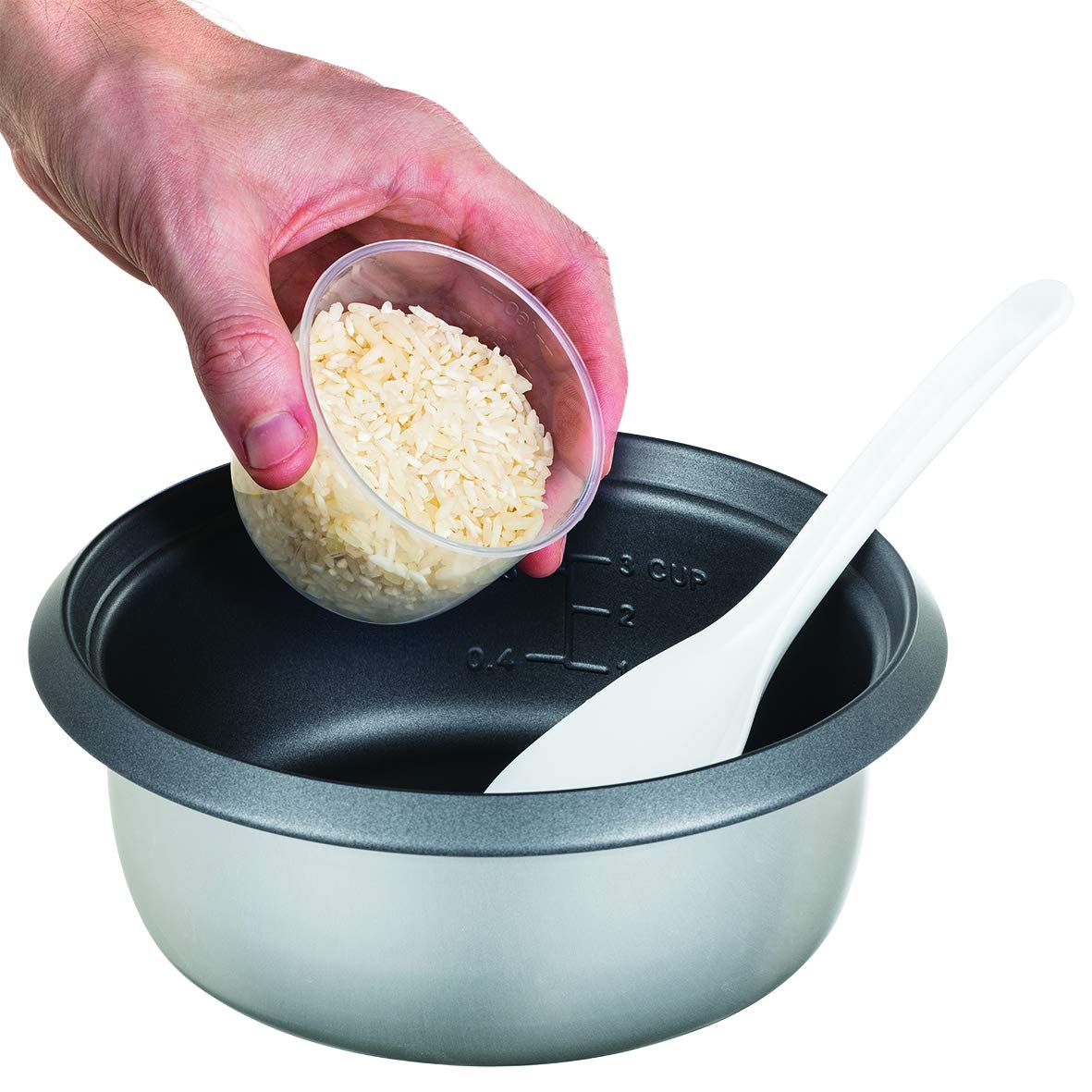 Russell Hobbs rice cooker small 0.8l (incl. Steamer insert, keep warm function, non-stick coated cooking pot, rice spoon & measuring cup) slow cooker for vegetables & fish 27030-56