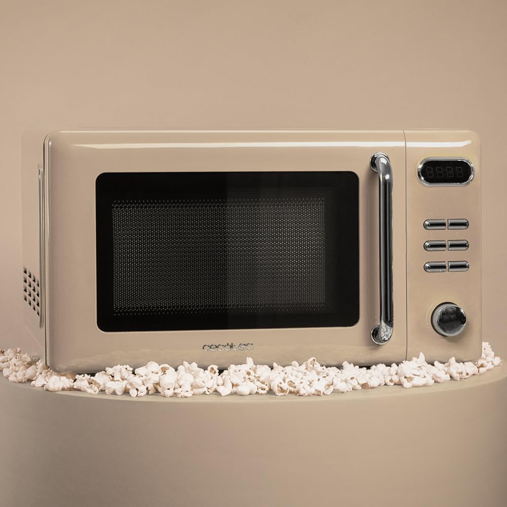 Cecotec Digitale Mikrowelle mit Grill Proclean 5110 Retro Green, 700 W in 5 Stufen, Timer bis 60 Minuten, 8 Programme und Auftaumodus, Vintage-Design in Grün