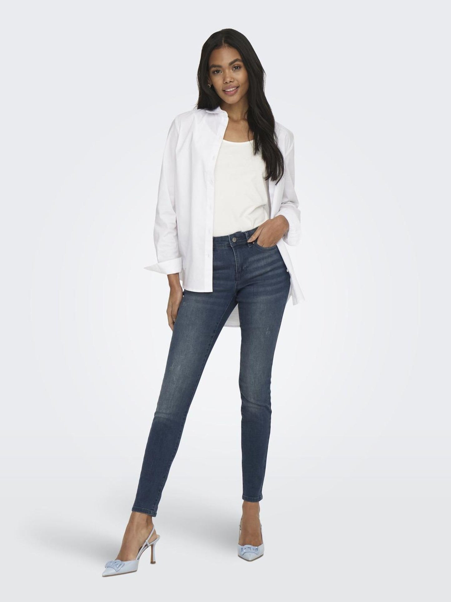 ONLY Women’s ONLWAUW Mid-Rise Skinny Fit Jeans