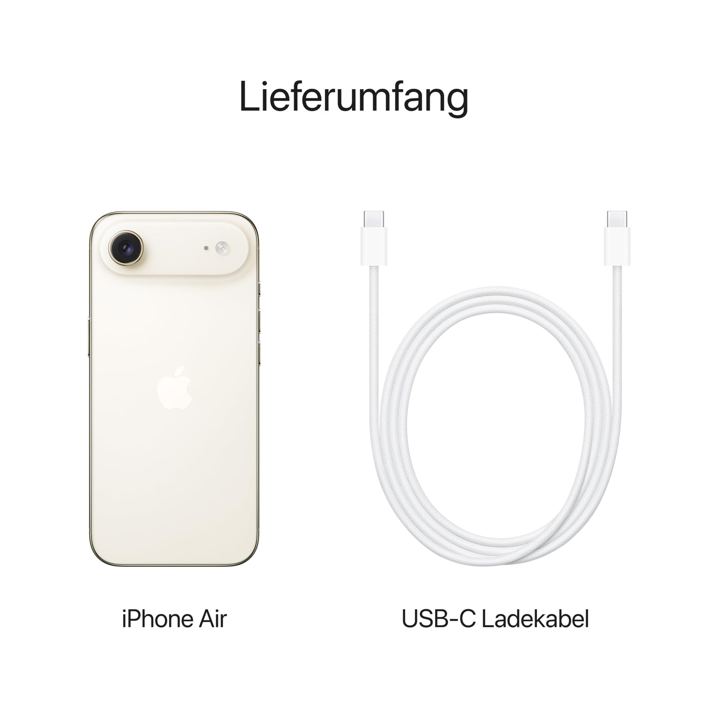 Apple iPhone Air 256 GB: Dünnstes iPhone Aller Zeiten, 6,5" Display mit Promotion bis zu 120 Hz, starker A19 Pro Chip, Center Stage Frontkamera, Batterie für den ganzen Tag, eSim; Wolkenweiß
