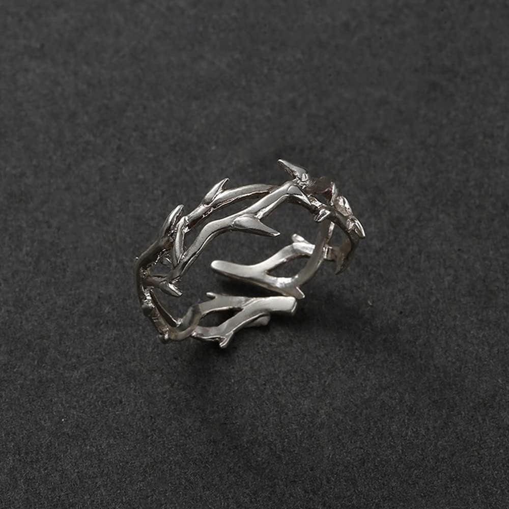 Silver Thorn Branch Ring for Men & Women