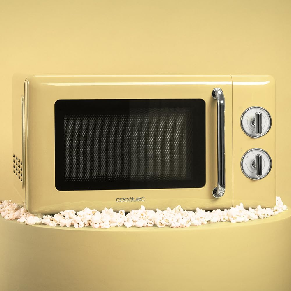 Cecotec Digitale Mikrowelle mit Grill Proclean 5110 Retro Green, 700 W in 5 Stufen, Timer bis 60 Minuten, 8 Programme und Auftaumodus, Vintage-Design in Grün