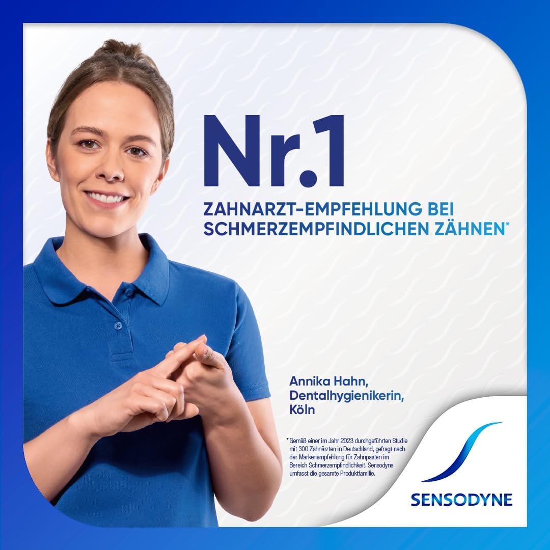 Sensodyne Sensitiv Fluorid Zahnpasta, 75ml, tägliche Zahncreme zum Schutz vor Karies, bei schmerzempfindlichen Zähnen