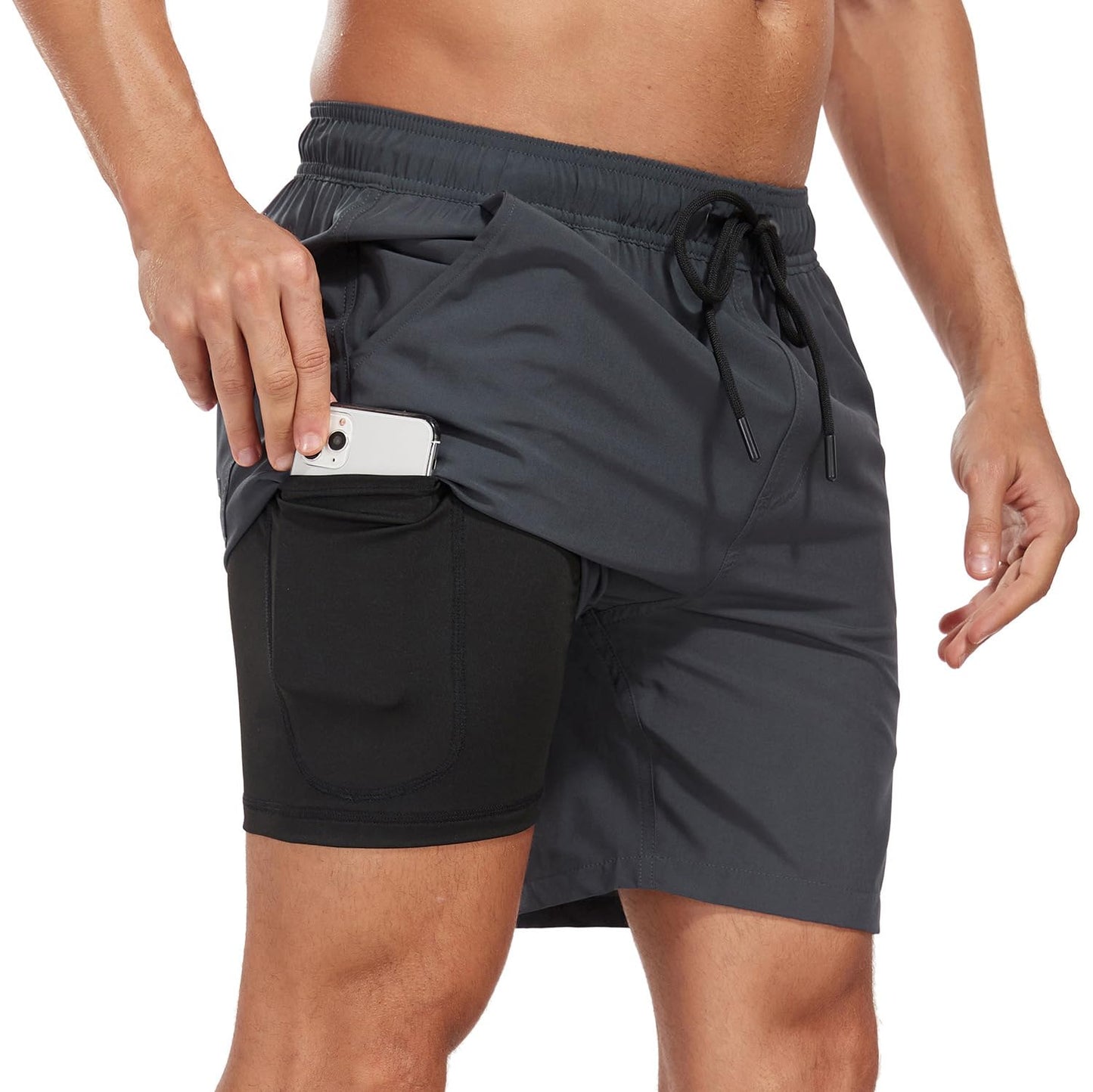Men’s 2-in-1 Quick-Dry Swim Shorts – Compression Liner Boardshorts