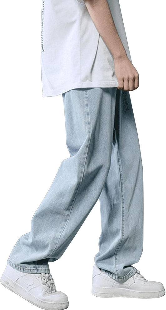 Risipu Men’s Baggy Jeans – Straight Cut Vintage Denim Pants