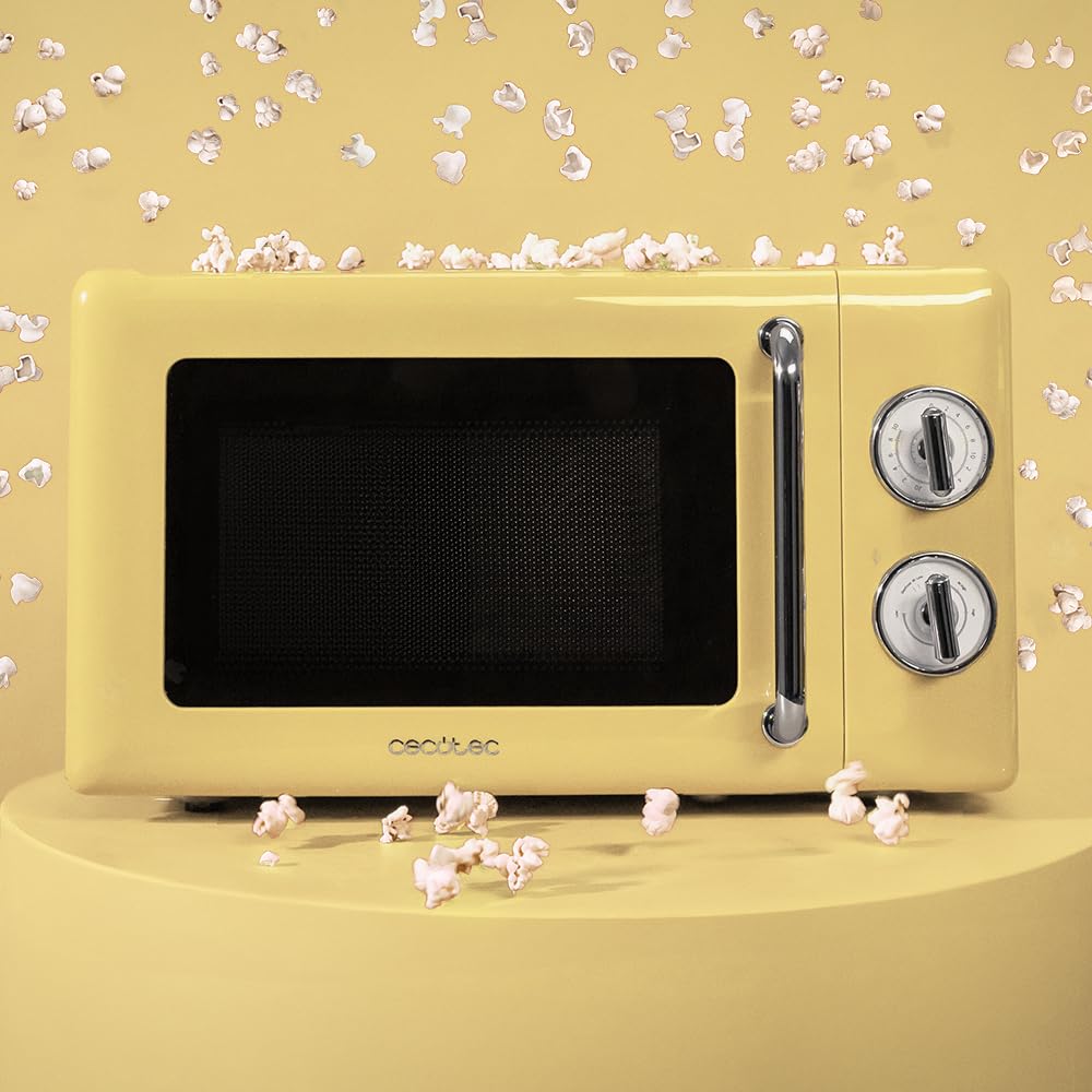 Cecotec Digitale Mikrowelle mit Grill Proclean 5110 Retro Green, 700 W in 5 Stufen, Timer bis 60 Minuten, 8 Programme und Auftaumodus, Vintage-Design in Grün