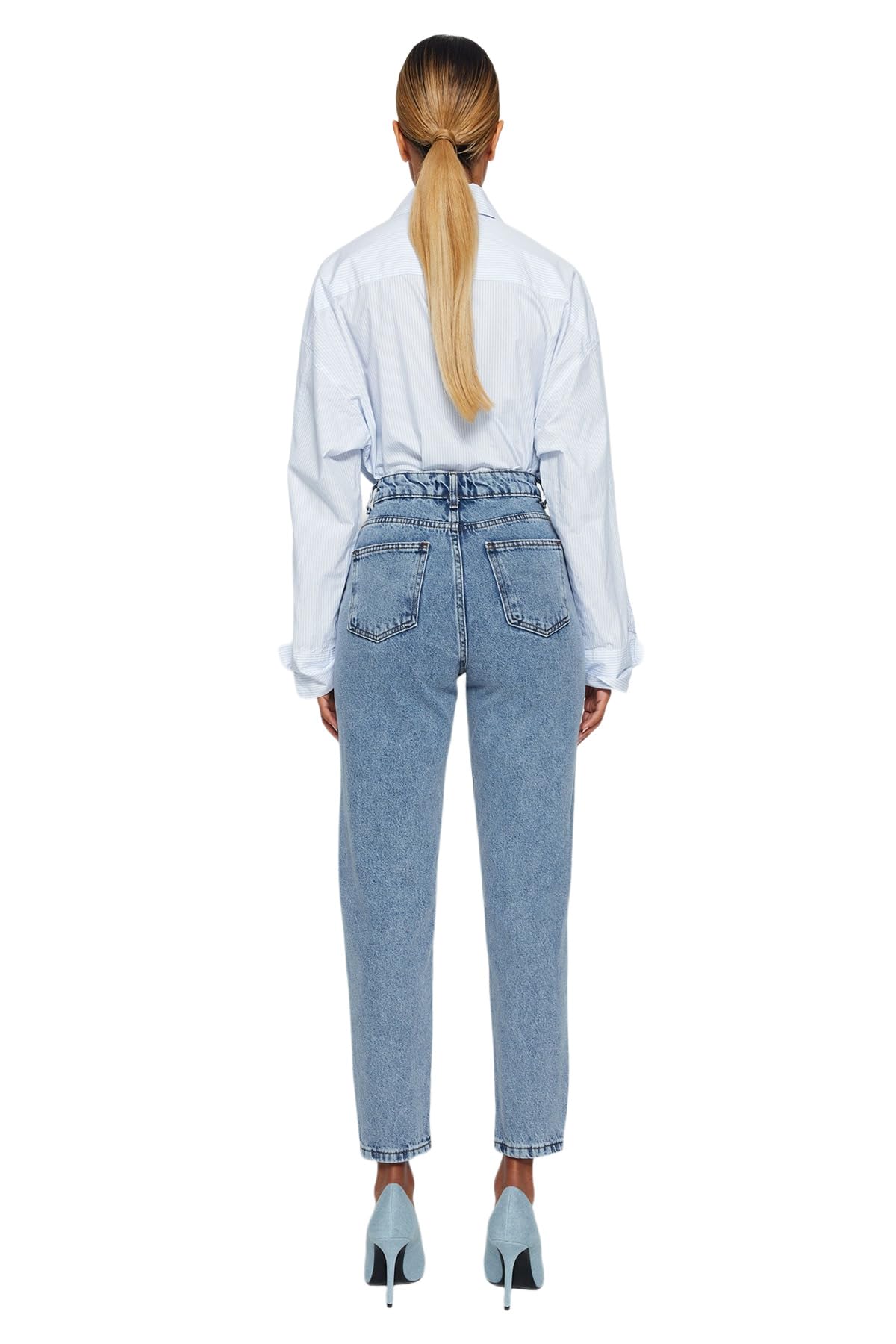 TRENDYOL Women's Straight Mom High Waist Jeans