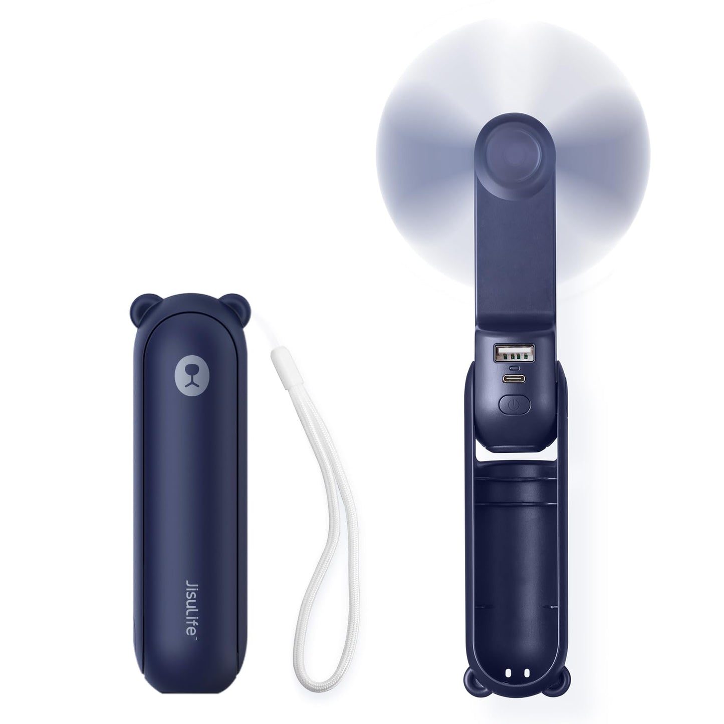 JISULIFE Mini Handventilator, 3-in-1 Handventilator, wiederaufladbarer USB [12–19 Betriebsstunden] mit Powerbank, Taschenlampe, tragbarer Ventilator für Reisen/Sommer, Geschenke für Frauen-Rosa