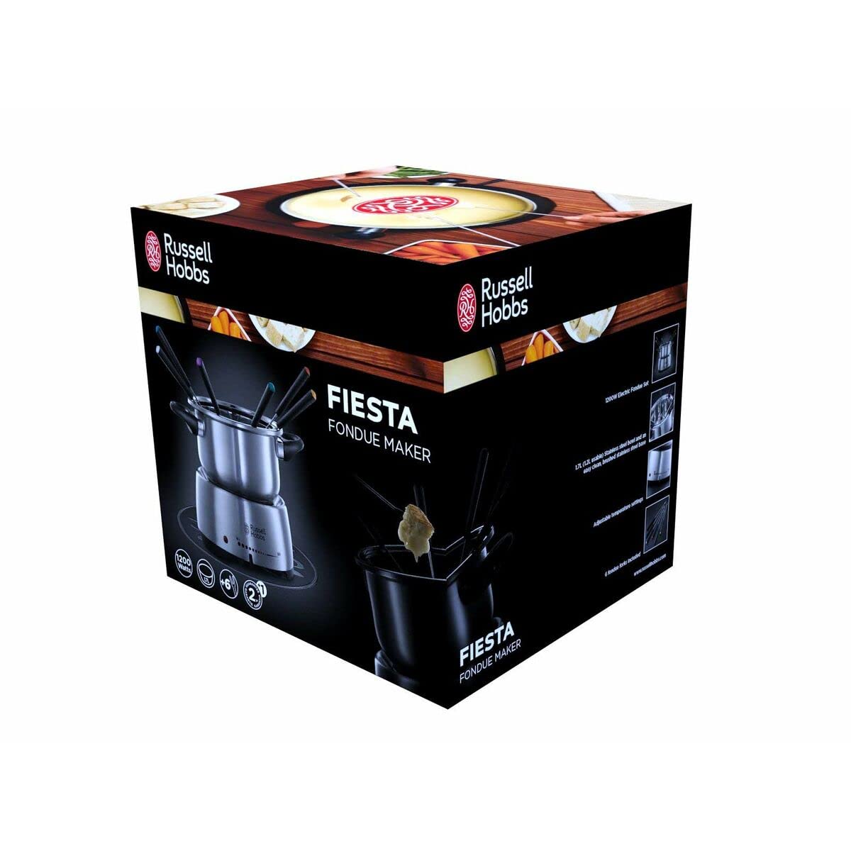 Russell Hobbs Fiesta Fondue 2L 6person(s) Fiesta, 6 person(s), 2 L, Black, Stainless steel, Round, Stainless steel, 1200 W