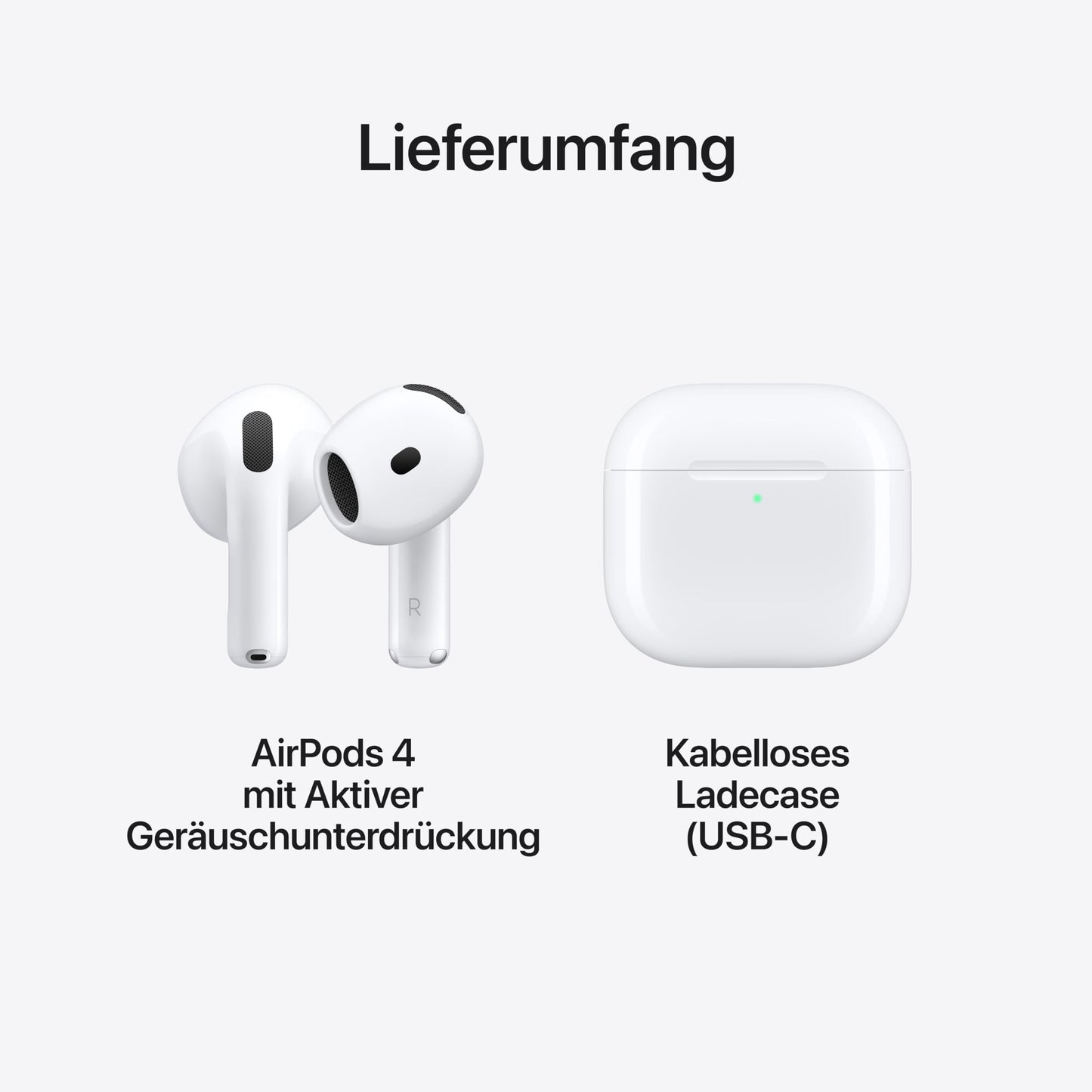 Apple AirPods 4 Wireless Headphones, Bluetooth Headphones, Personalized 3D Audio, Protection from Sweat and Water, USB-C Charging Case, H2 Chip, Up to 24 Hours Playback 