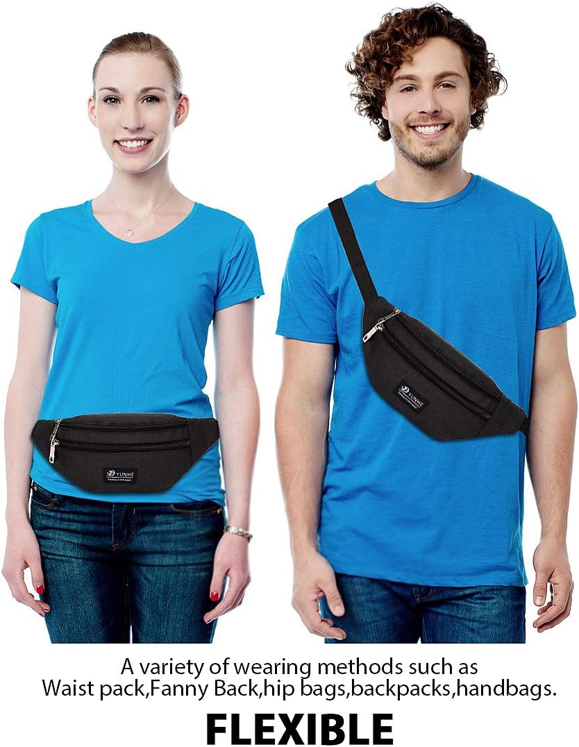 LEBEXY Waterproof Waist Bag – Sporty Black Fanny Pack for Men & Women