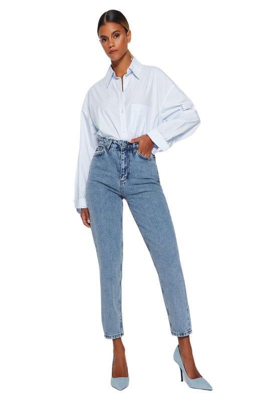TRENDYOL Women's Straight Mom High Waist Jeans