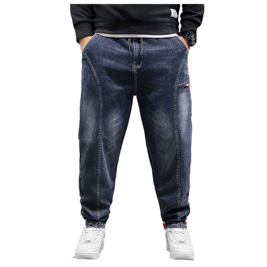 Oversized Men’s Baggy Jeans – Stretch Loose Fit High Waist Denim Pants
