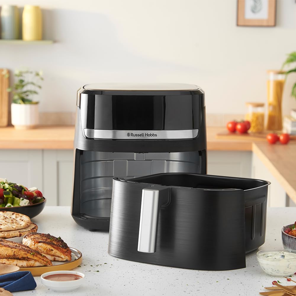Russell Hobbs Heißluftfritteuse XXL 8L Rapid AirFryer [kompaktes Gehäuse,7 Kochfunktionen,10 Programme] SatisFry (spülmaschinenfest, max 220°C, Fritteuse ohne Öl, Grillen, Backen, Braten) 27170-56